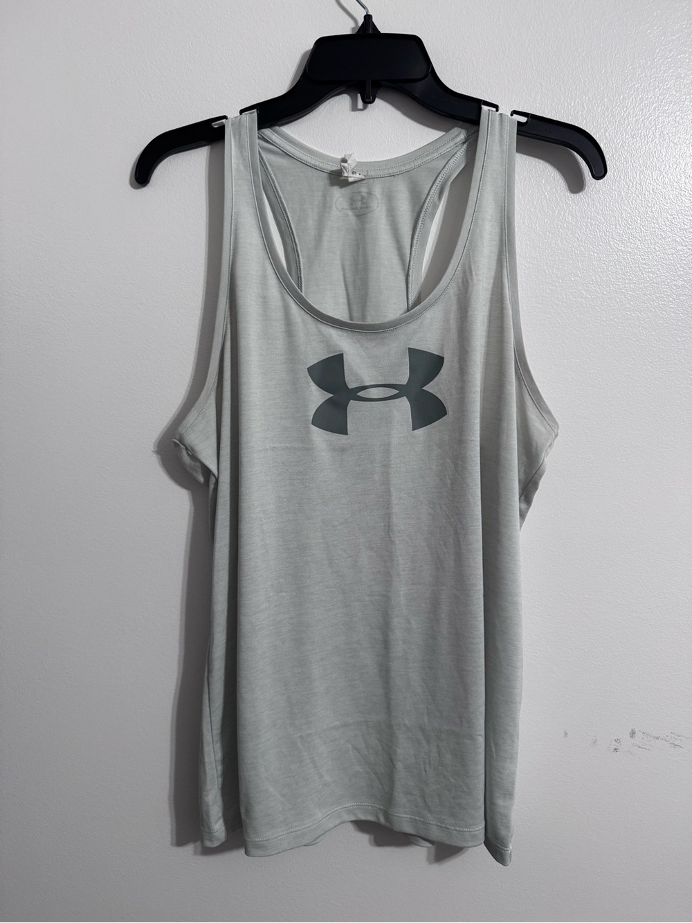 Under Armour Women's Light Gray Racerback Tank with Dark Gray Logo